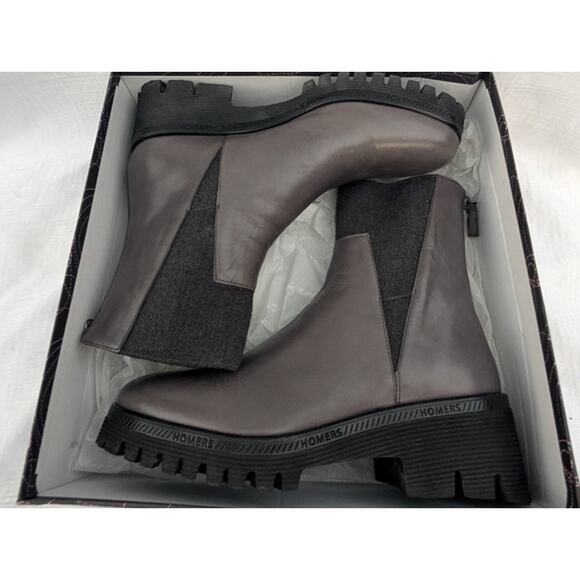 Homer's Women's Kelly Asphalt Leather Ankle Boots Sz 39 US 9 Poncho Asphalt - Picture 8 of 9
